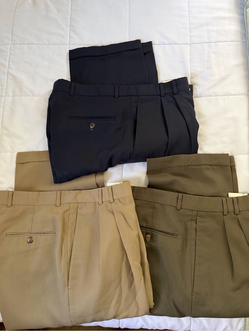 Dockers Men's Dress Pants Trio - Navy, Khaki & Olive 34x34 - dry clean only